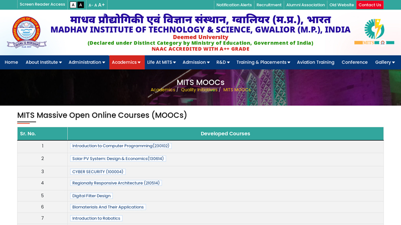 Image of MITS MOOCs