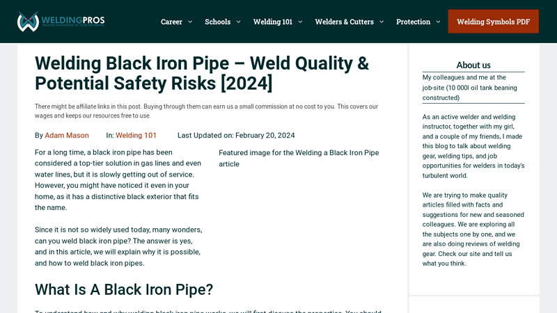 Image of Welding Black Iron Pipe Weld Quality & Potential Safety risks