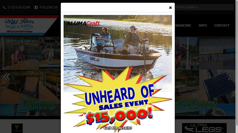 Boats, Pontoons, ATVs, Side by Sides, SxS, Trailers, Dock and lifts, marine service center, New and used powersports and Marine sales: Wild River Sport & Marine, Trego WI