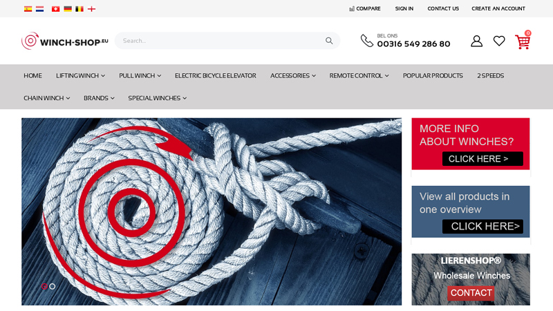 Your wholesaler with the largest stock of towing winches, hoisting winches, special winches and chain hoists.