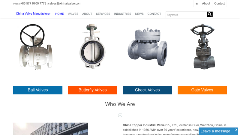 Image of China Valve Manufacturer, Topper Industrial Valve Company