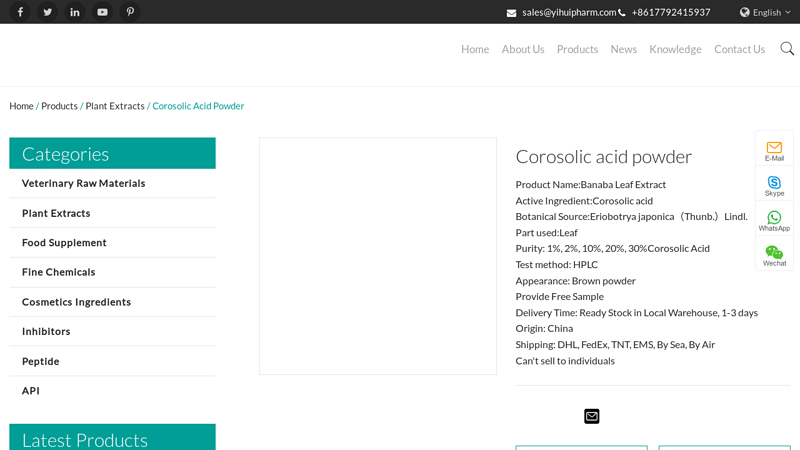 Image of China Corosolic acid powder Manufacturers Suppliers Factory