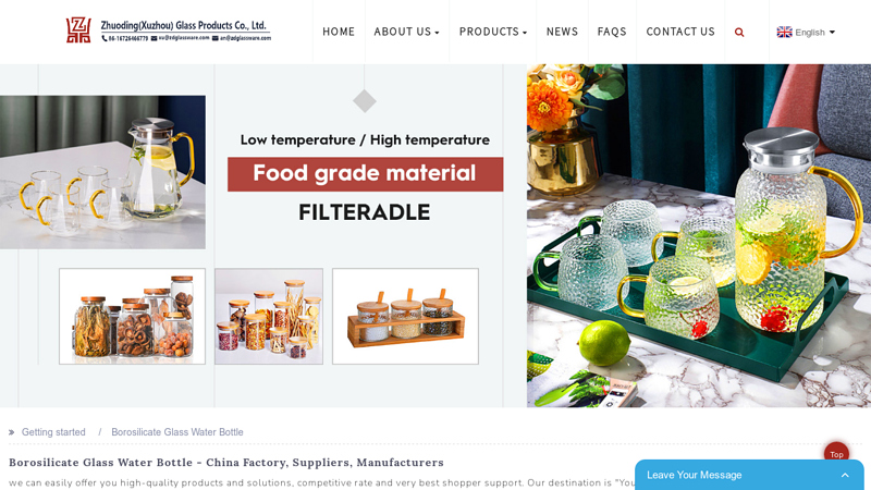 Image of China Borosilicate Glass Water Bottle Manufacturers and Factory ...